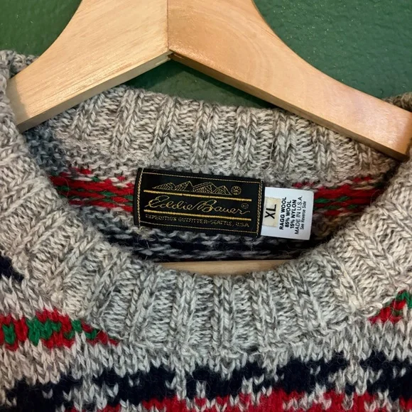 Vintage Eddie Bauer Ragg Wool Fairisle Sweater size XL - Picture 6 of 8